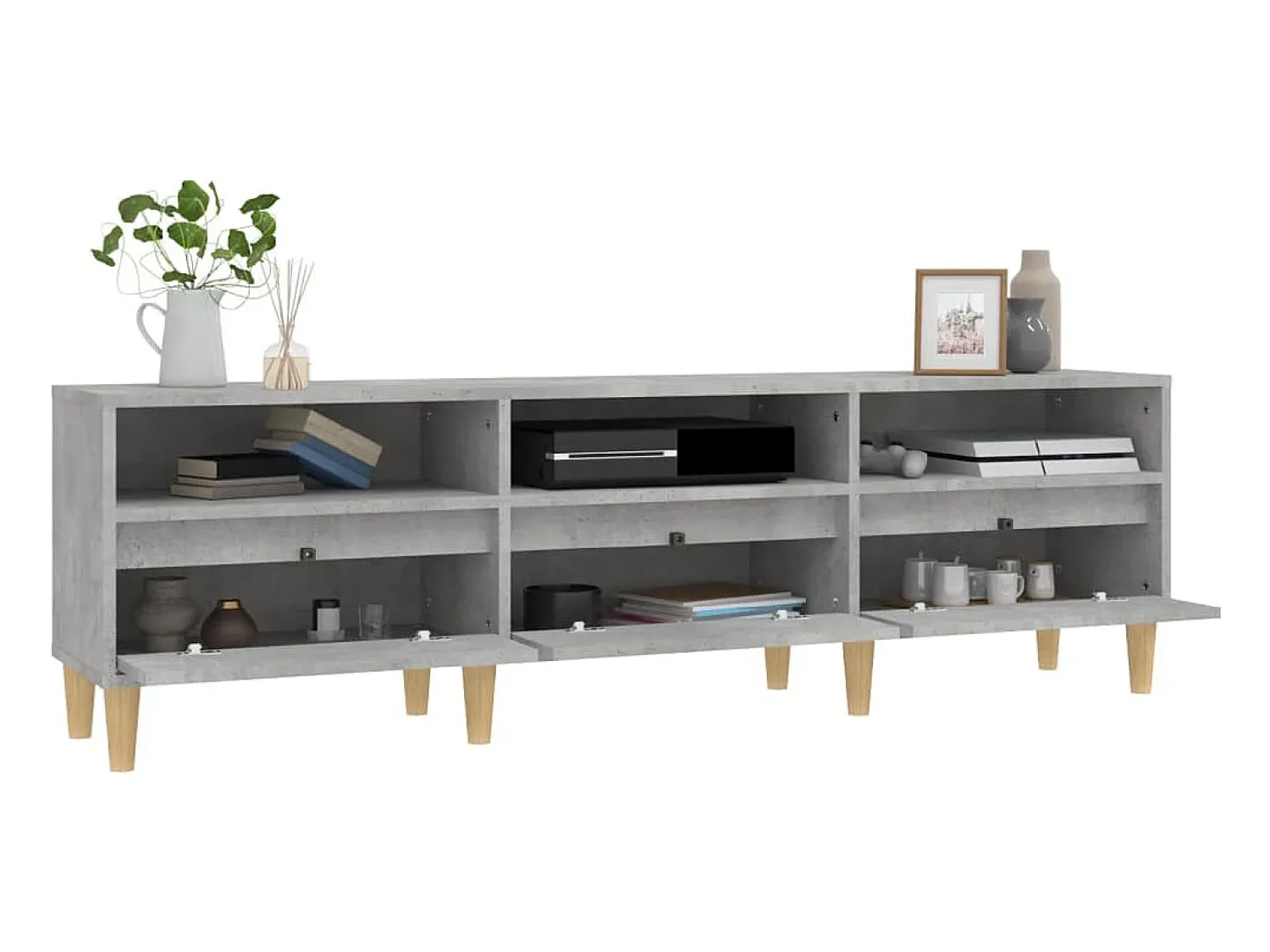 Móvel De Tv* Móvel de TV 150x30x44,5 cm derivados de madeira cinza cimento PT248309 Cinzento