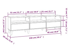 vidaxl Móvel de TV 150x30x44,5 cm derivados de madeira carvalho fumado Castanho