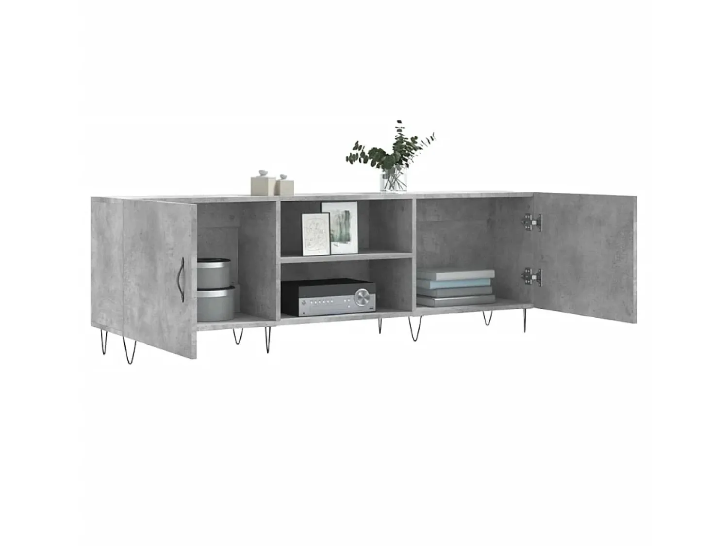 Móvel de TV 150x30x50 cm derivados de madeira cinza-cimento PT465740^ Móvel De Tv