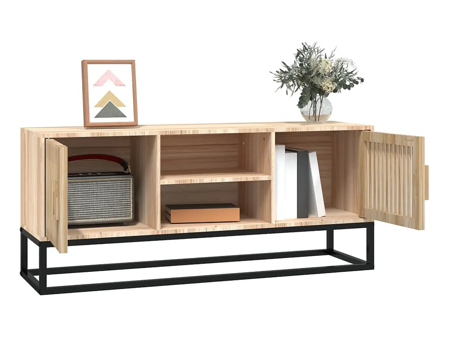 Móvel De Tv| Móvel de TV 105x30x45 cm derivados de madeira e ferro PT264071 Castanho