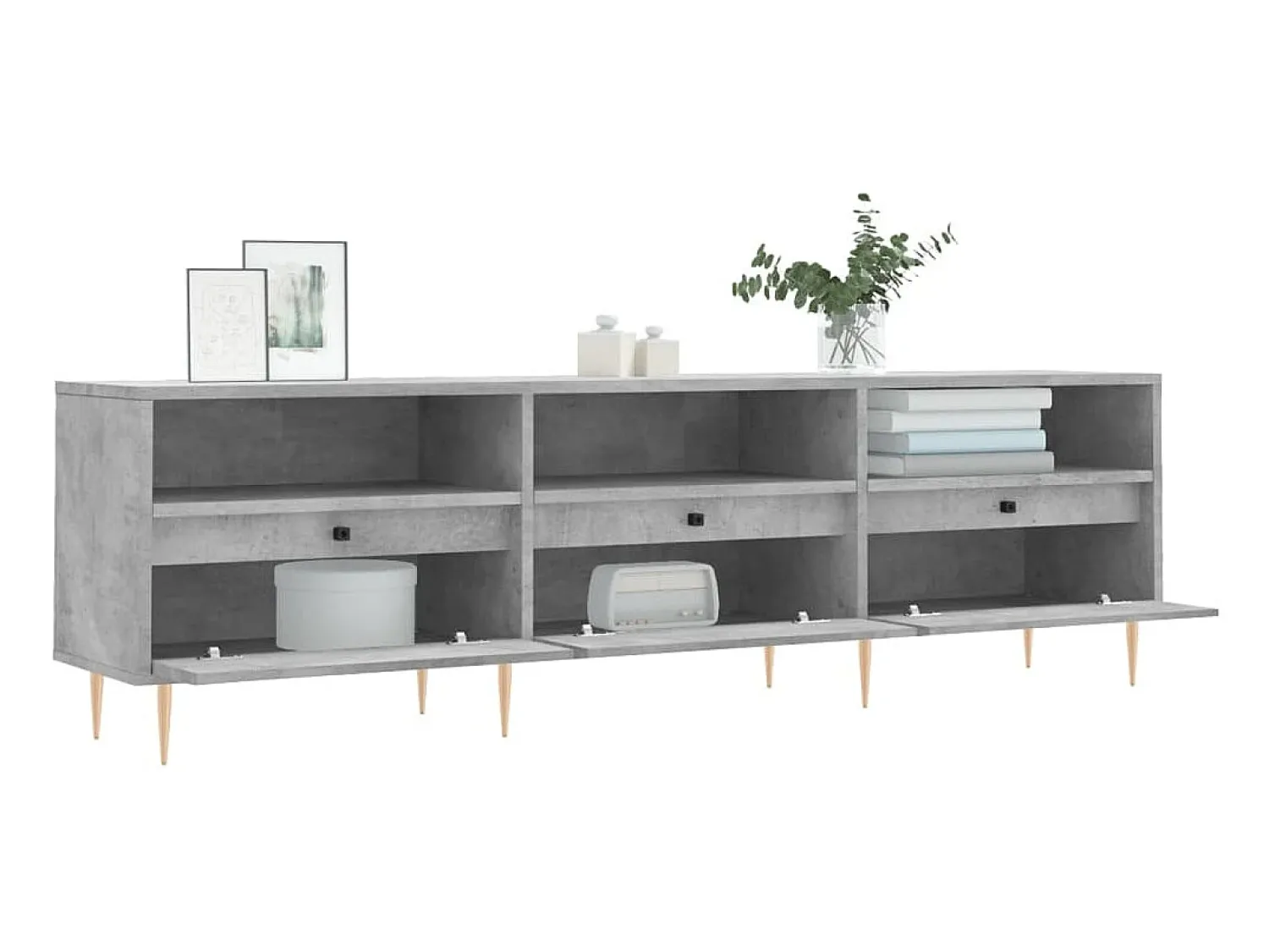 Móvel de TV 150x30x44,5 cm derivados de madeira cinza cimento PT179759^ Móvel De Tv