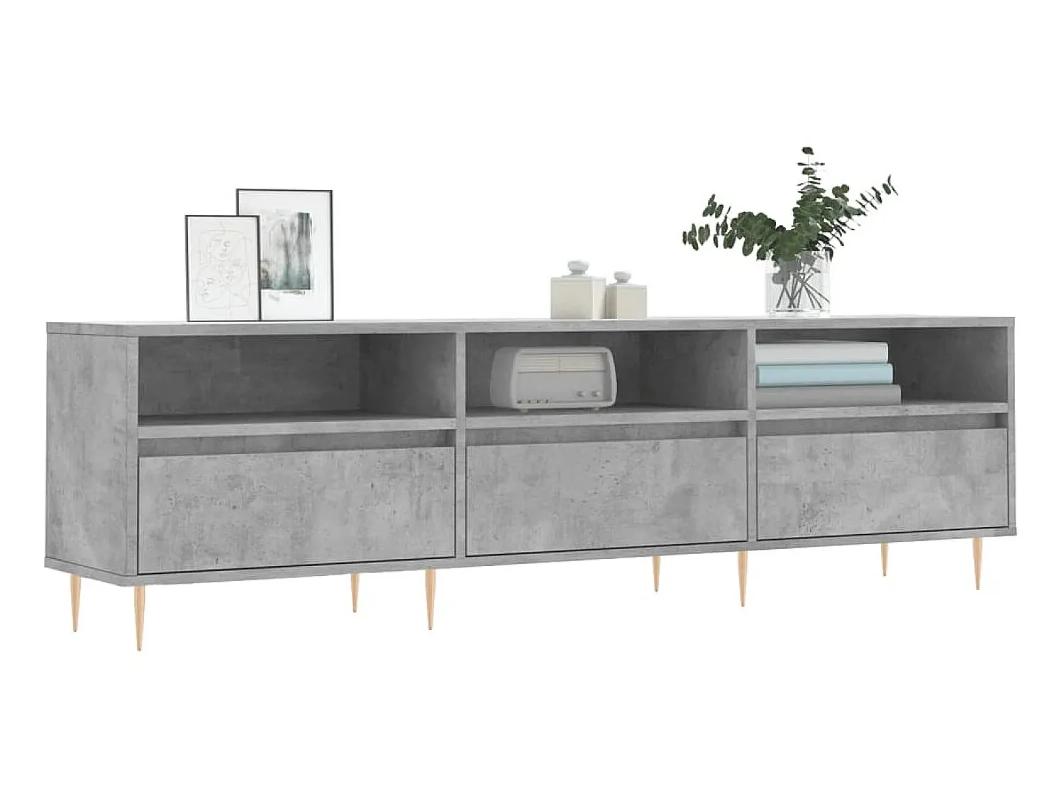 Móvel de TV 150x30x44,5 cm derivados de madeira cinza cimento PT179759^ Móvel De Tv