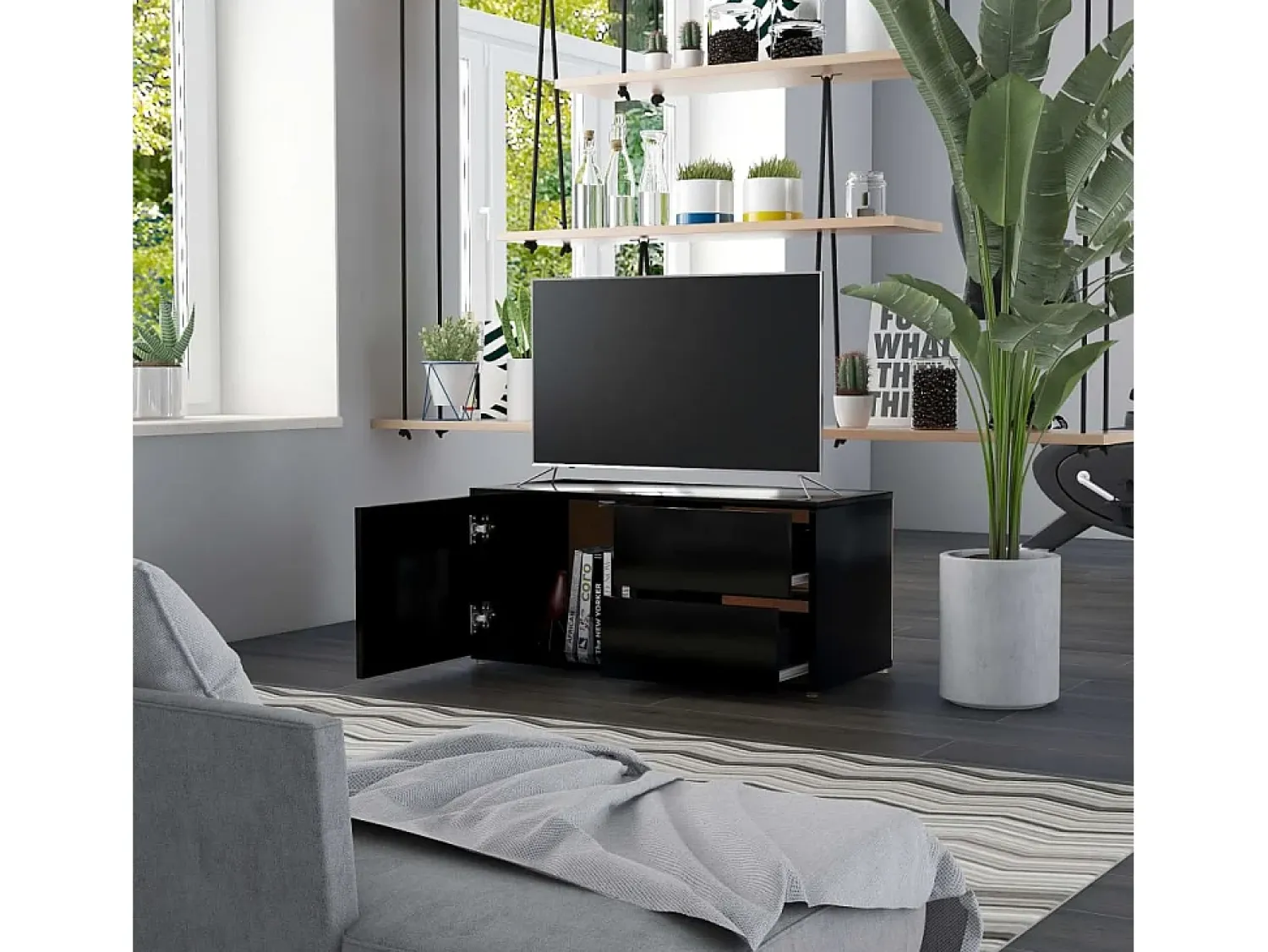 Móvel De Tv* Móvel de TV 80x34x36 cm derivados de madeira PT527120 Preto