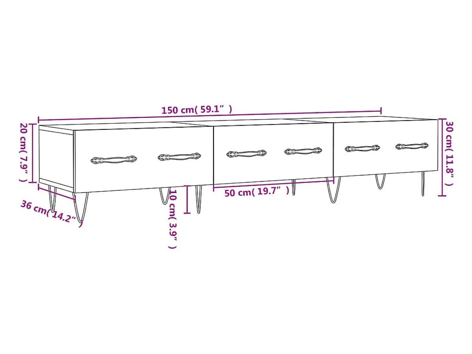 Sale vidaxl Móvel de TV 150x36x30 cm derivados de madeira Branco