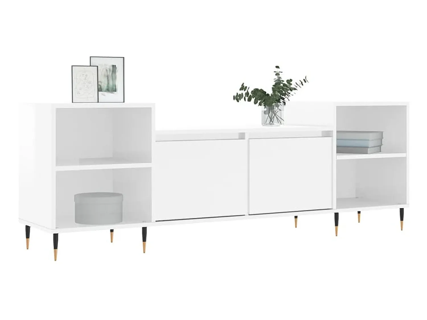 Móvel de TV 160x35x55 cm derivados de madeira brilhante PT736711^ Móvel De Tv