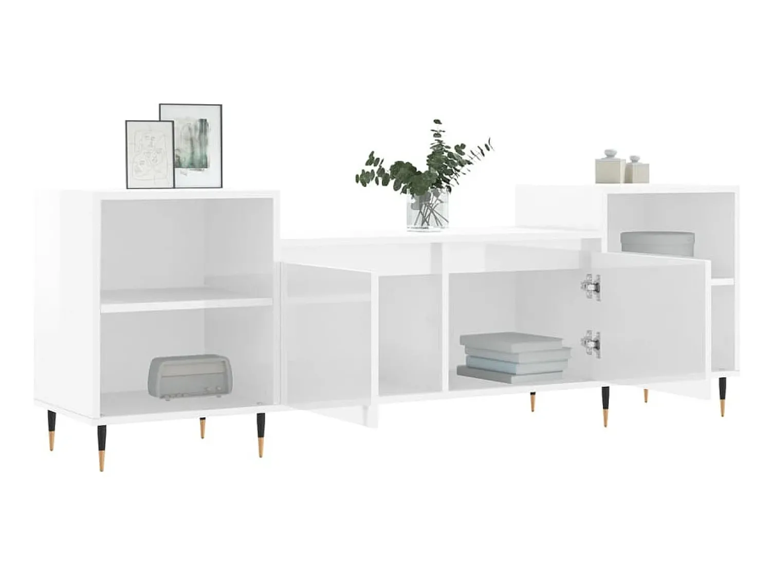 Móvel de TV 160x35x55 cm derivados de madeira brilhante PT736711^ Móvel De Tv