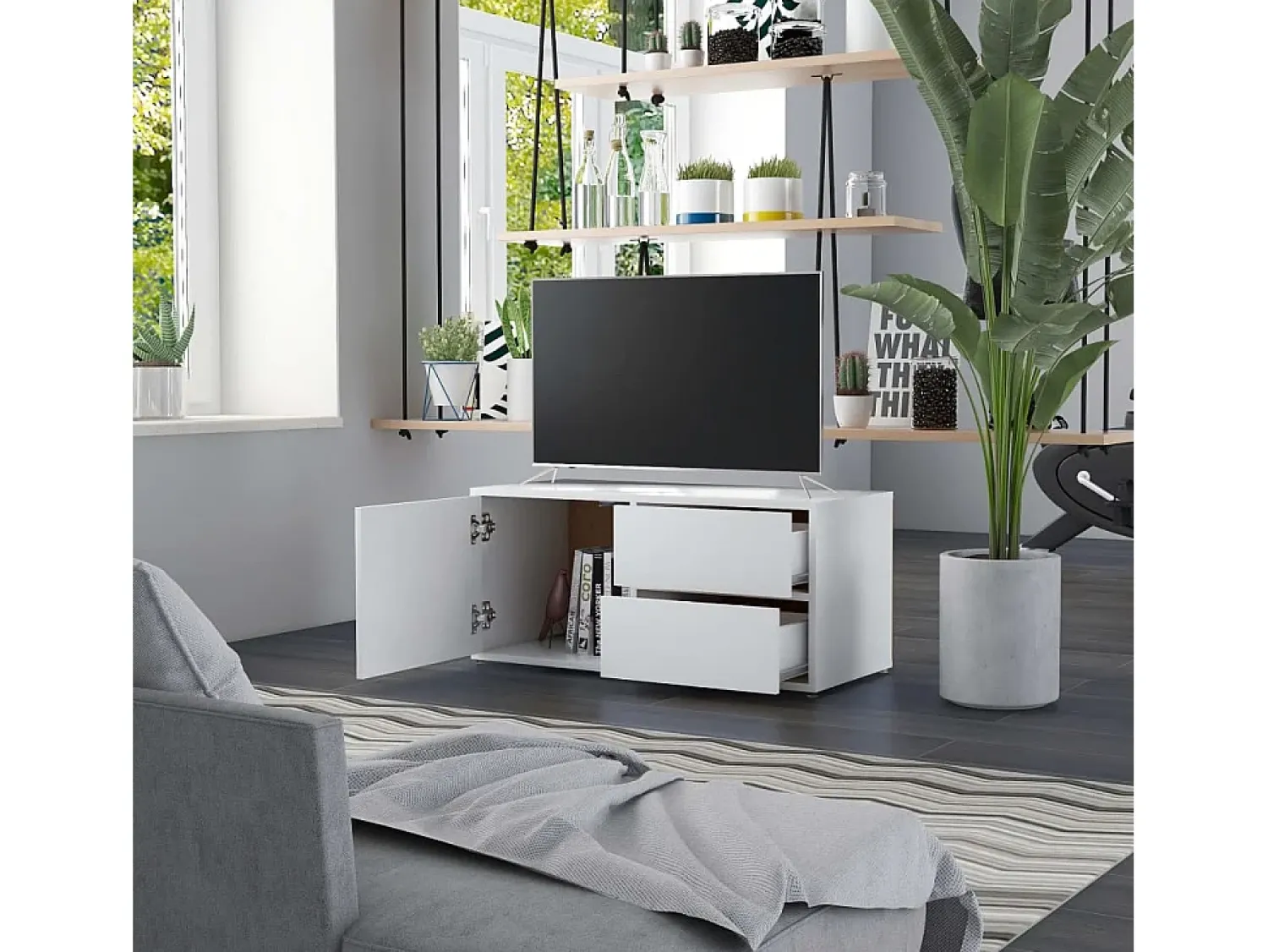 Móvel De Tv* Móvel de TV 80x34x36 cm derivados de madeira PT250691 Branco