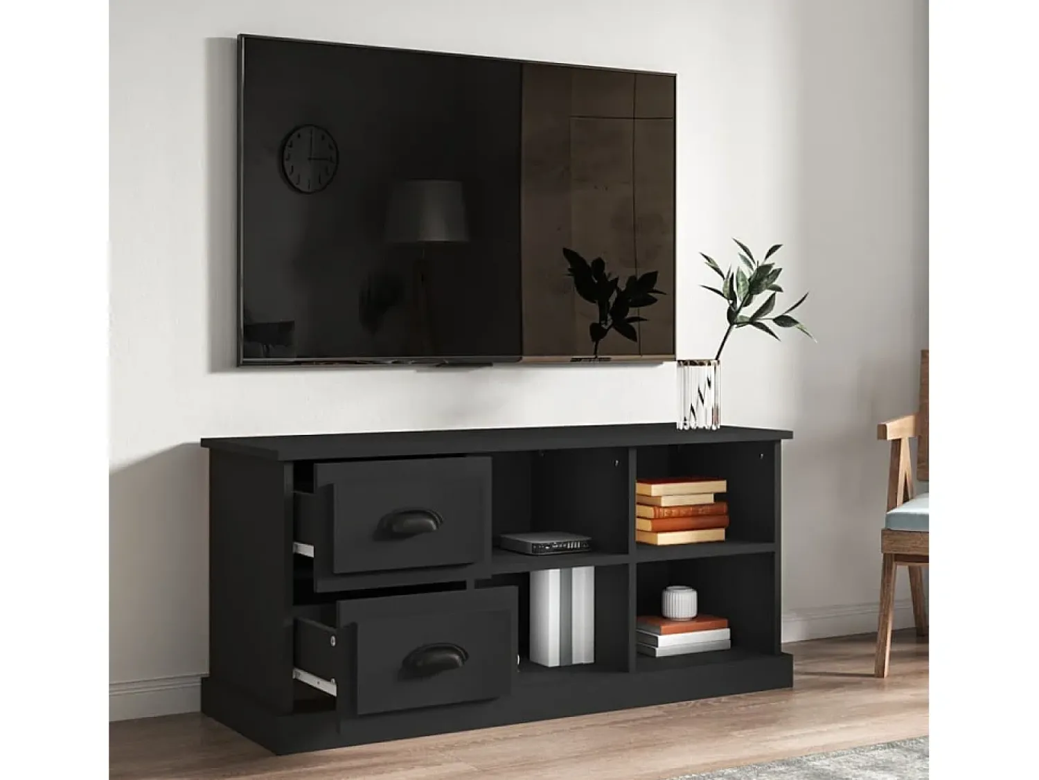 Móvel De Tv| Móvel de TV 102x35,5x47,5 cm derivados de madeira PT443856 Preto