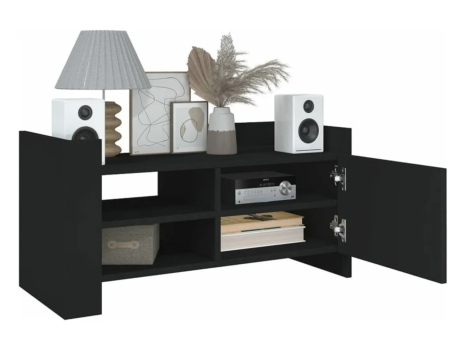 Móvel De Tv| Móvel de TV 80x35x40 cm derivados de madeira PT680046 Preto