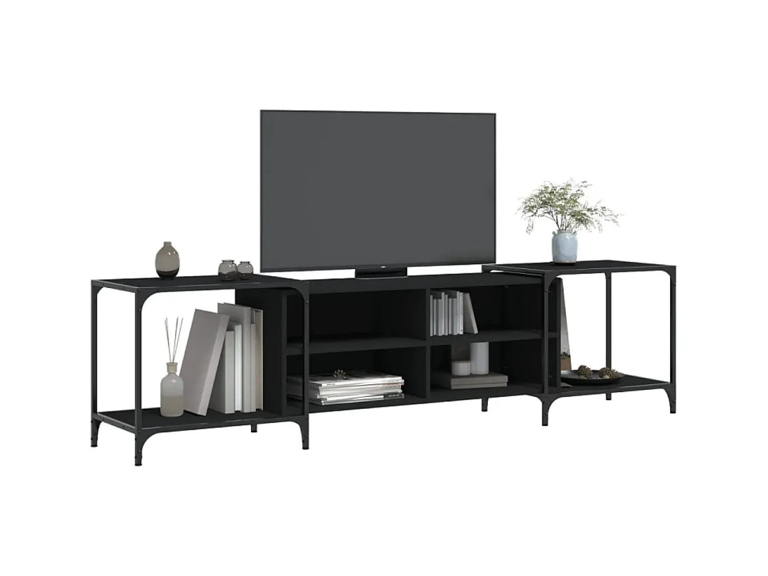 Móvel de TV 203x37x50 cm derivados de madeira PT383057 Preto