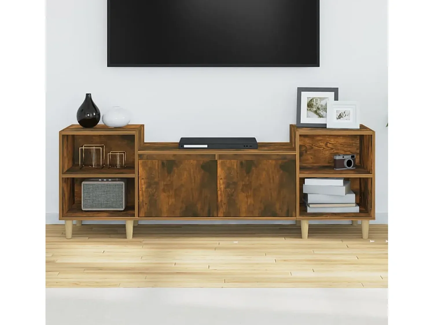 Outlet Móvel de TV 160x35x55 cm derivados de madeira carvalho fumado PT571343 Castanho
