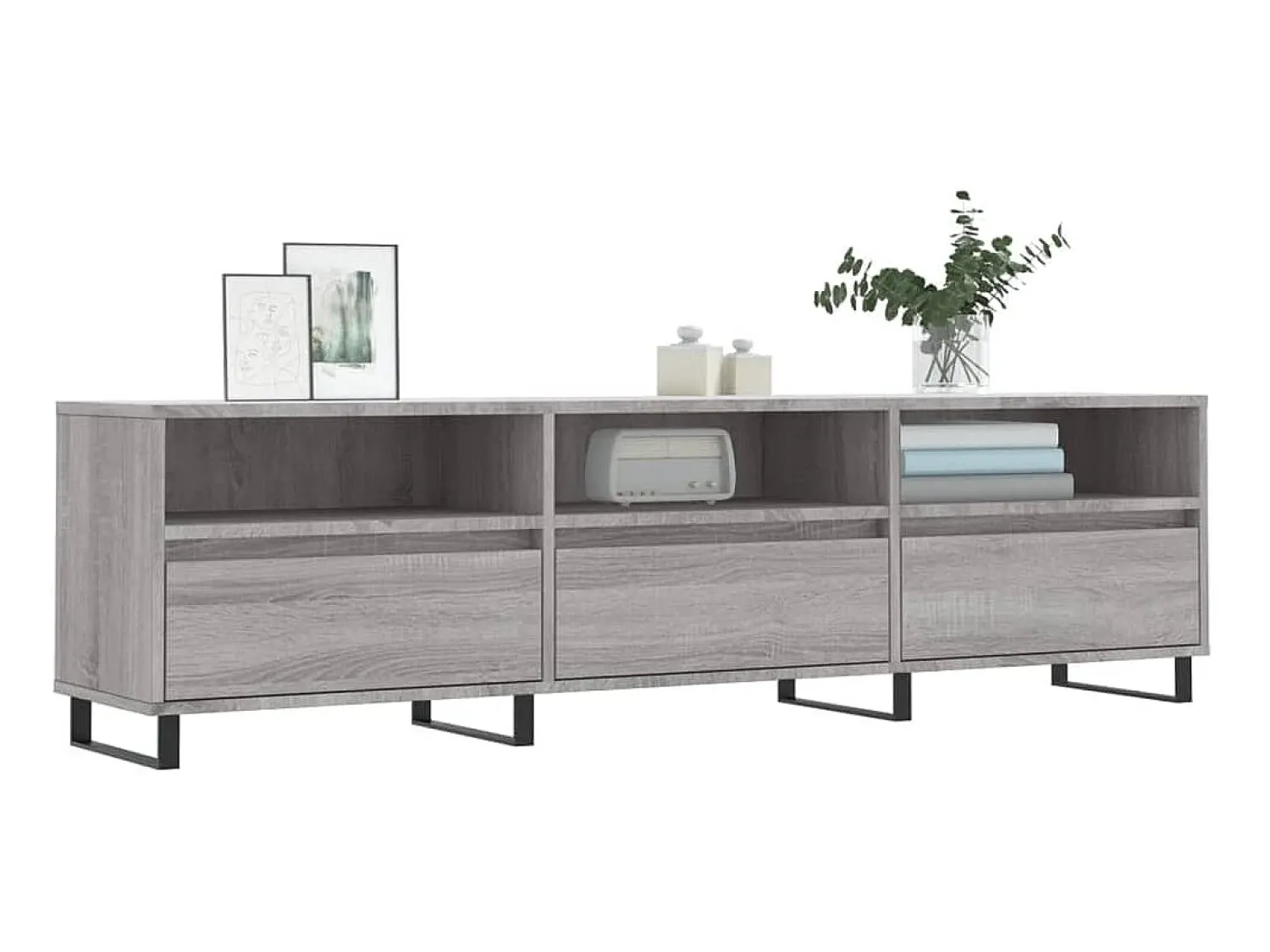 Móvel De Tv| Móvel de TV 150x30x44,5 cm derivados de madeira sonoma PT686285 Cinzento
