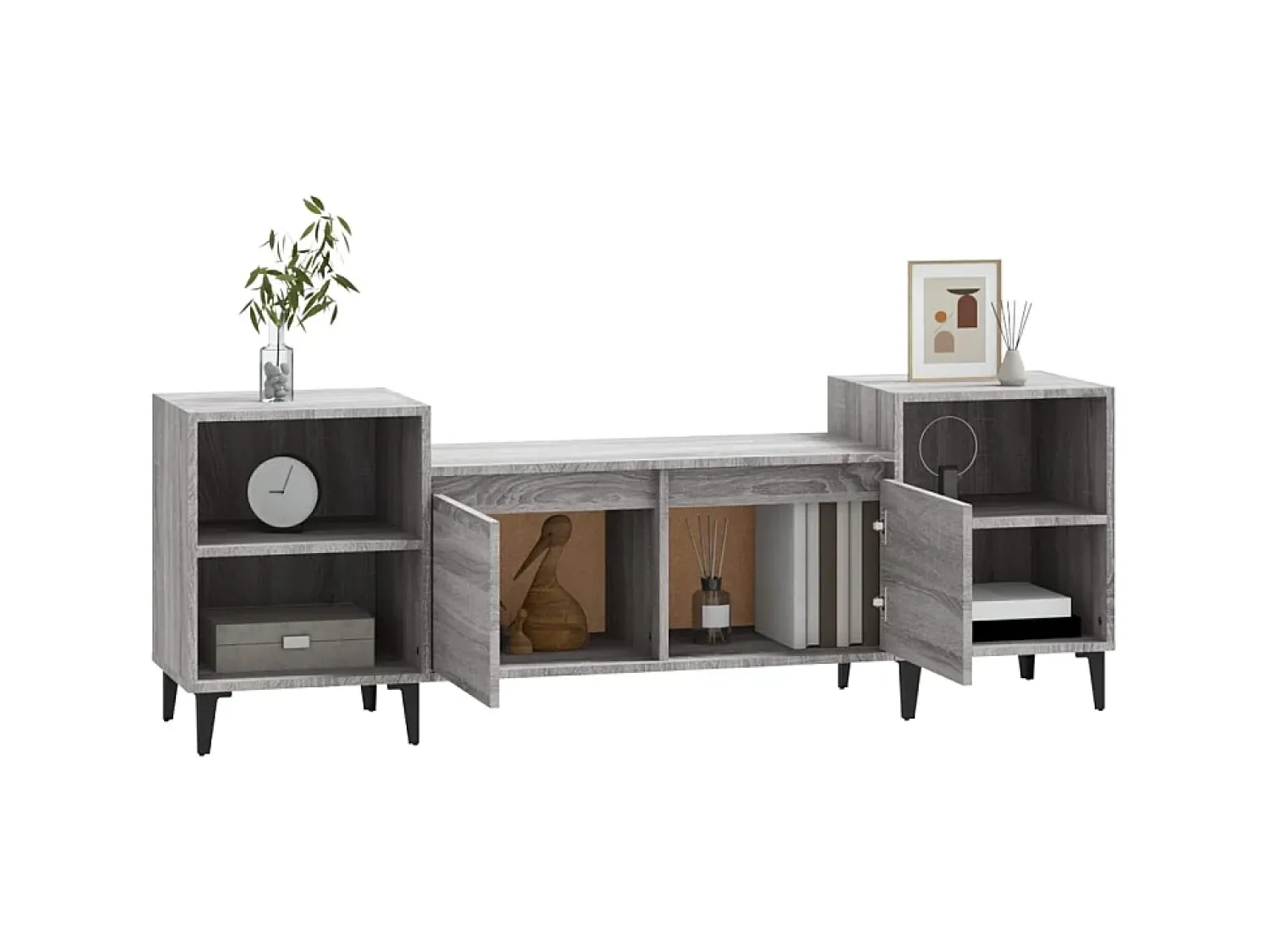 Móvel De Tv* Móvel de TV 160x35x55 cm derivados de madeira sonoma PT778907 Cinzento