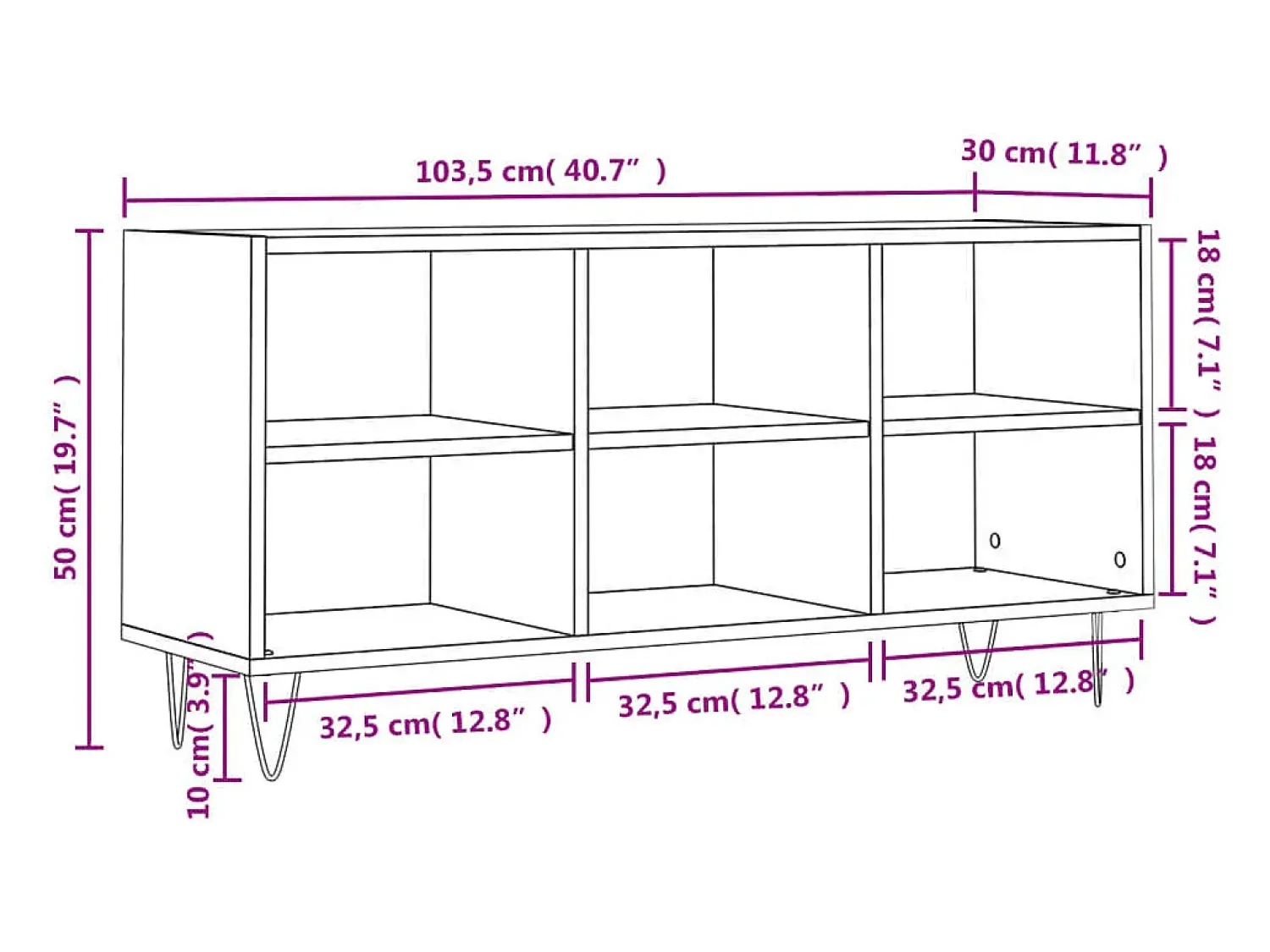 Móvel De Tv*vidaxl Móvel de TV 103,5x30x50 cm derivados madeira carvalho fumado Castanho