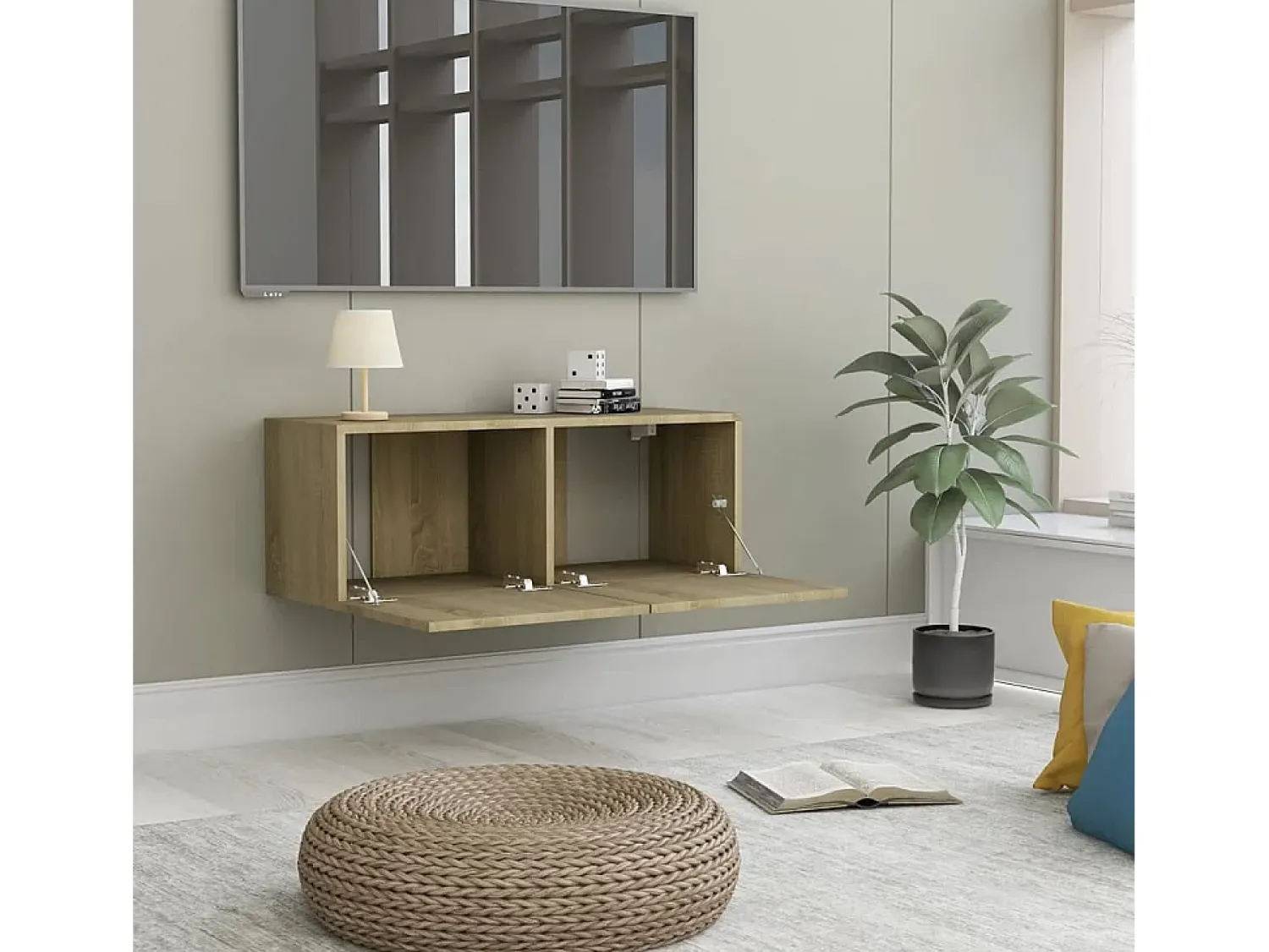 Móvel De Tv| Móvel de TV 80x30x30 cm derivados de madeira carvalho sonoma PT474476 Castanho