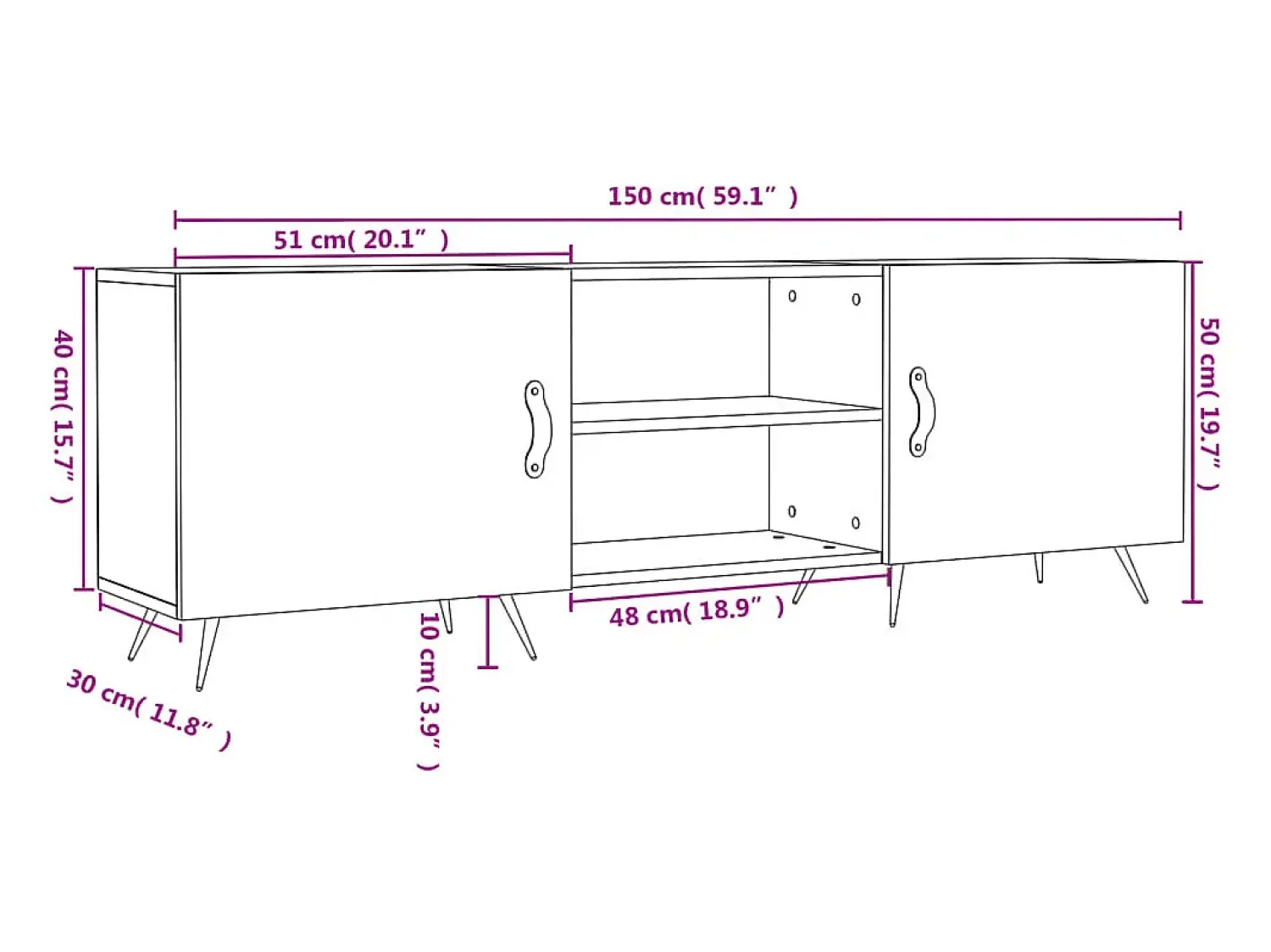 Móvel De Tv*vidaxl Móvel de TV 150x30x50 cm derivados de madeira sonoma Cinzento