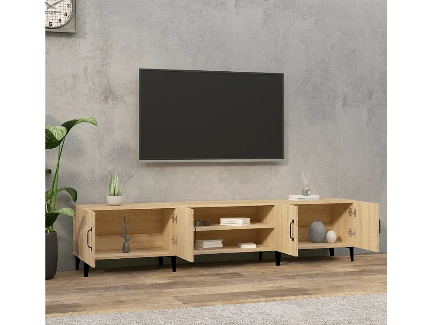 Móvel de TV 180x31,5x40 cm derivados de madeira carvalho sonoma PT779903^ Móvel De Tv
