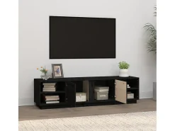 Clearance Móvel de TV 156x40x40 cm madeira de pinho maciça PT199864 Preto