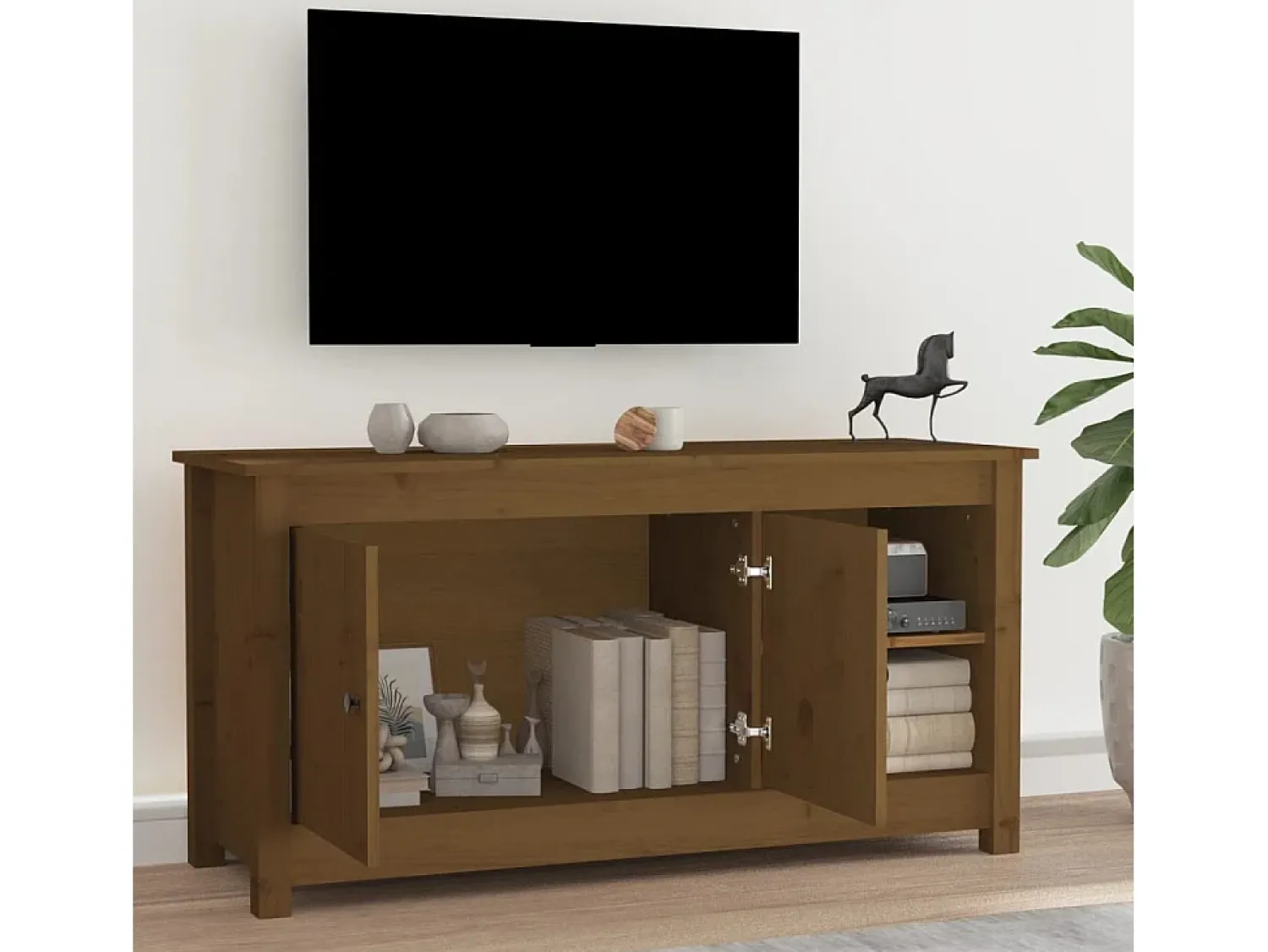 Sale vidaxl Móvel de TV 103x36,5x52 cm madeira de pinho maciça mel Castanho