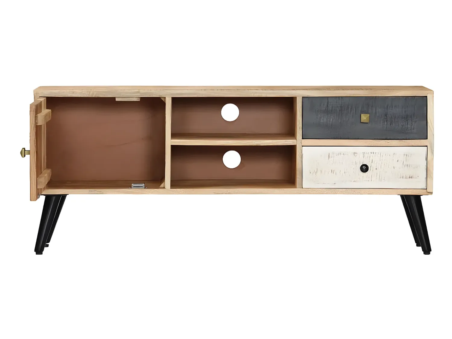 Móvel De Tv| Móvel de TV 115x30x47 cm madeira de mangueira maciça PT807479 Castanho