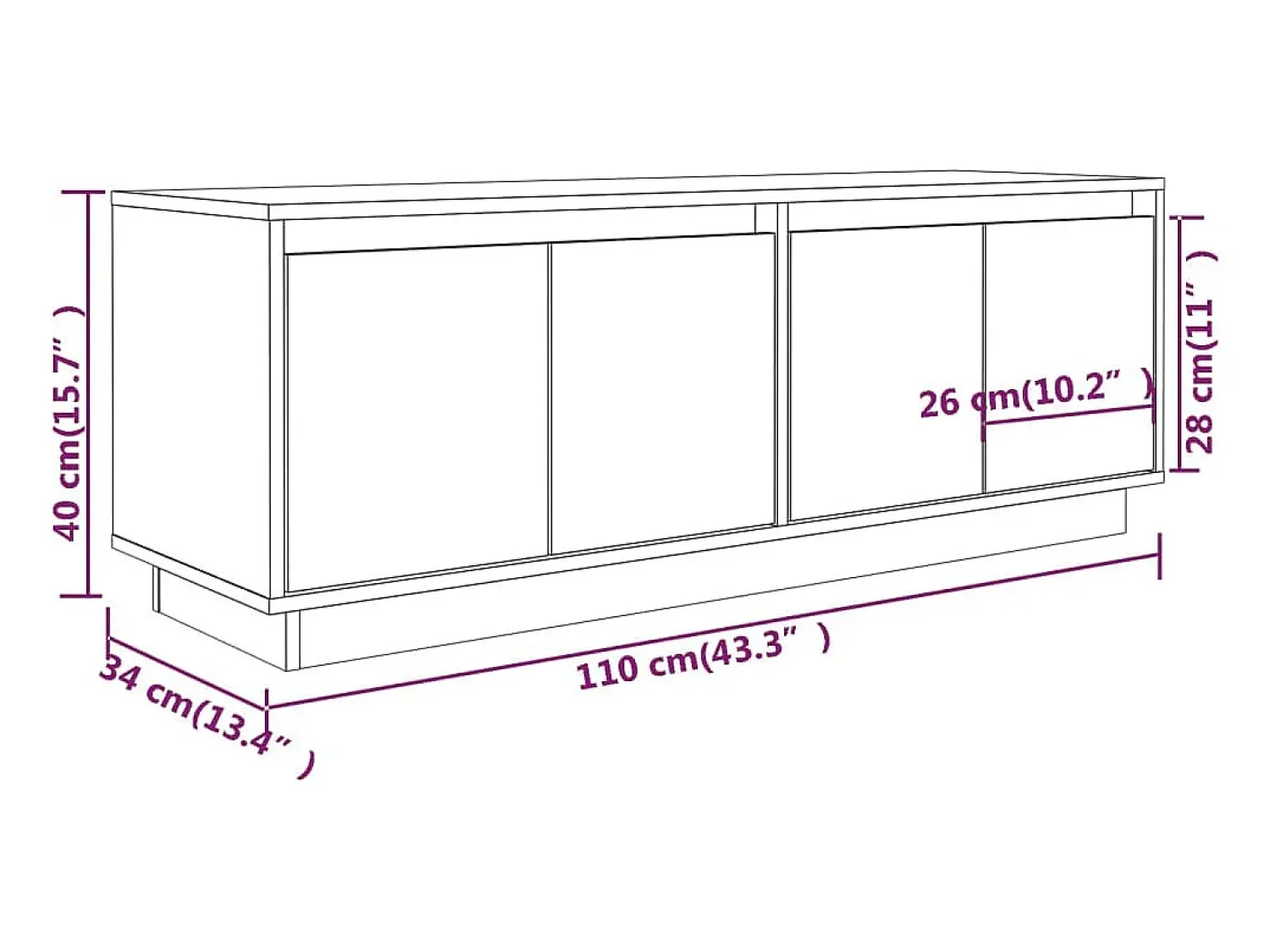 Móvel De Tv*vidaxl Móvel de TV 110x34x40 cm madeira de pinho maciça Branco