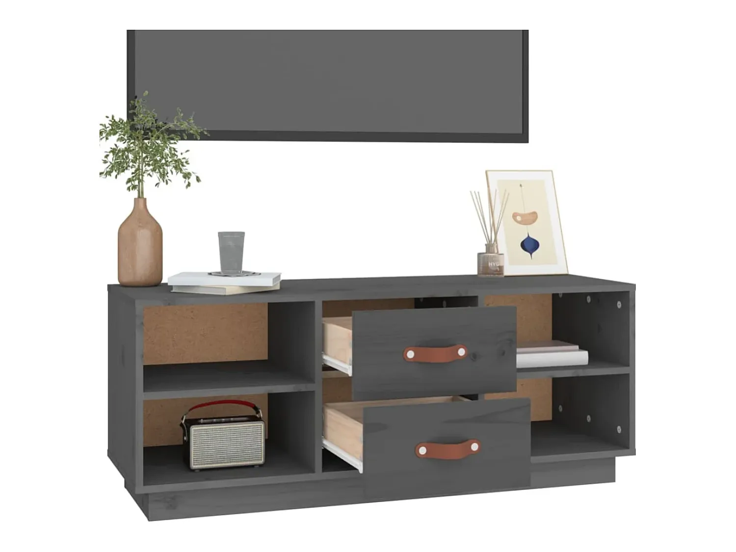 vidaxl Móvel de TV 100x34x40 cm madeira de pinho maciça^ Móvel De Tv