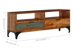 Clearance vidaxl Móvel de TV 118x35x45 cm madeira recuperada maciça Castanho