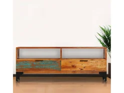 Clearance vidaxl Móvel de TV 118x35x45 cm madeira recuperada maciça Castanho
