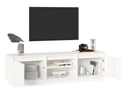 Móvel De Tv| Móvel de TV 140x35x40 cm madeira de pinho maciça PT544609 Branco
