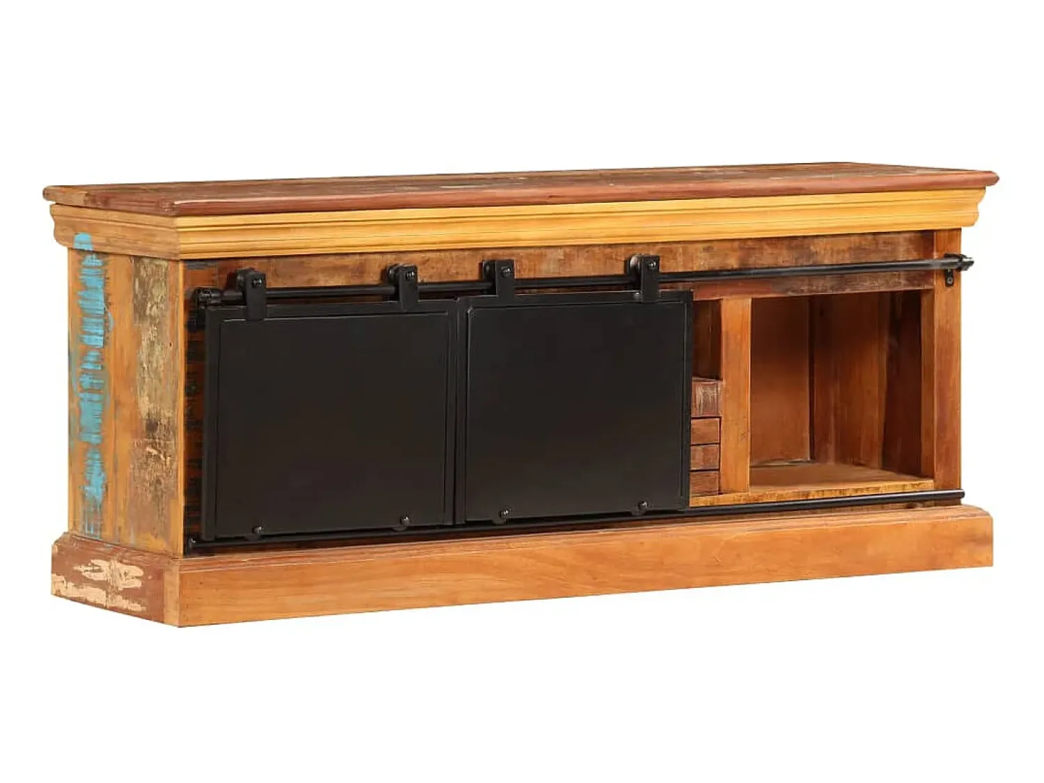 Móvel de TV 110x30x45 cm madeira recuperada maciça PT837601^ Móvel De Tv