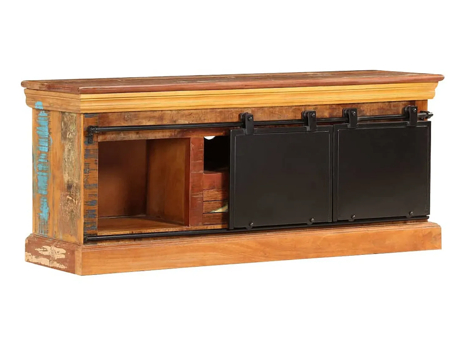 Móvel de TV 110x30x45 cm madeira recuperada maciça PT837601^ Móvel De Tv