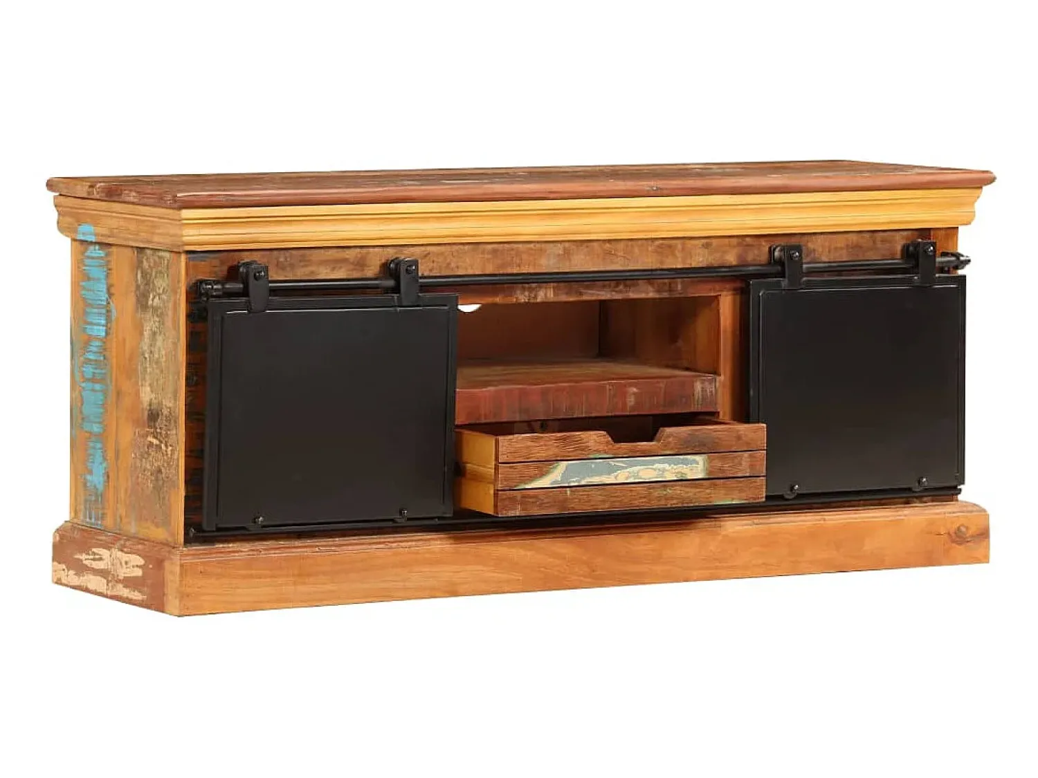 Móvel de TV 110x30x45 cm madeira recuperada maciça PT837601^ Móvel De Tv
