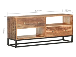 New vidaxl Móvel de TV 120x30x50 cm madeira de acácia áspera Castanho