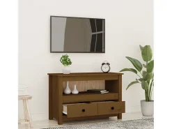 Móvel De Tv| Móvel de TV 79x35x52 cm madeira de pinho maciça mel PT716011 Castanho
