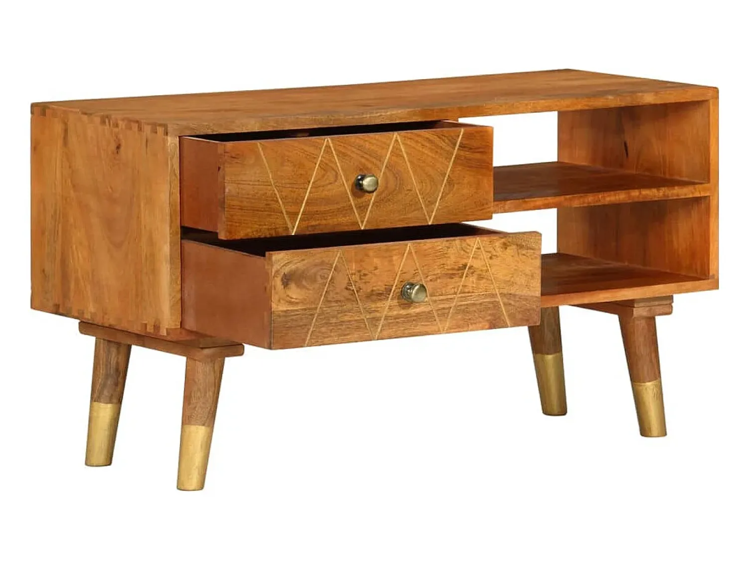 Móvel De Tv* Móvel de TV 85x35x47 cm madeira de mangueira maciça PT773322 Castanho