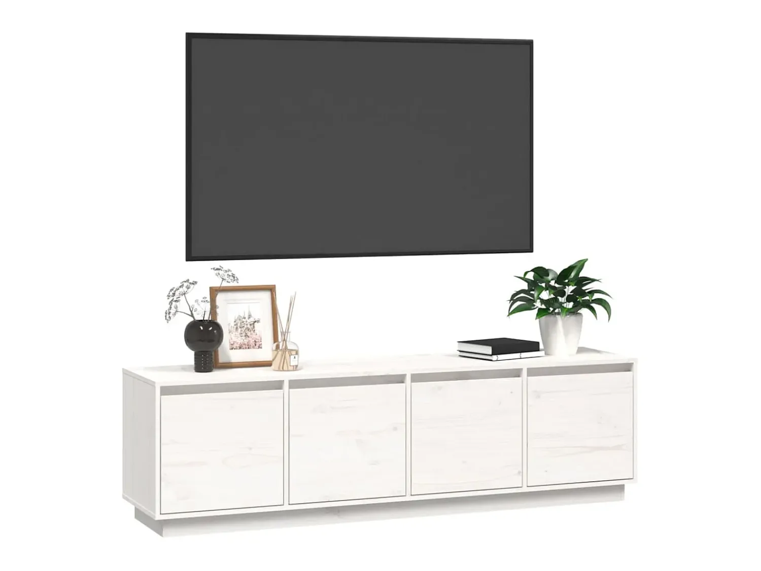 Móvel De Tv| Móvel de TV 156x37x45 cm madeira de pinho maciça PT261891 Branco