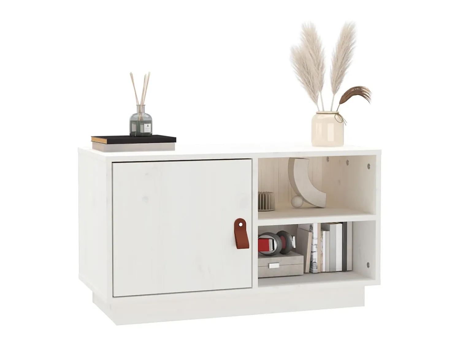 Móvel De Tv| Móvel de TV 70x34x40 cm madeira de pinho maciça PT145193 Branco