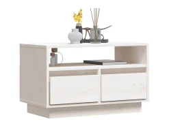 Móvel De Tv| Móvel de TV 60x35x37 cm madeira de pinho maciça PT498373 Branco