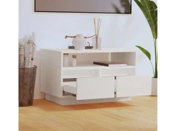Móvel De Tv| Móvel de TV 60x35x37 cm madeira de pinho maciça PT498373 Branco