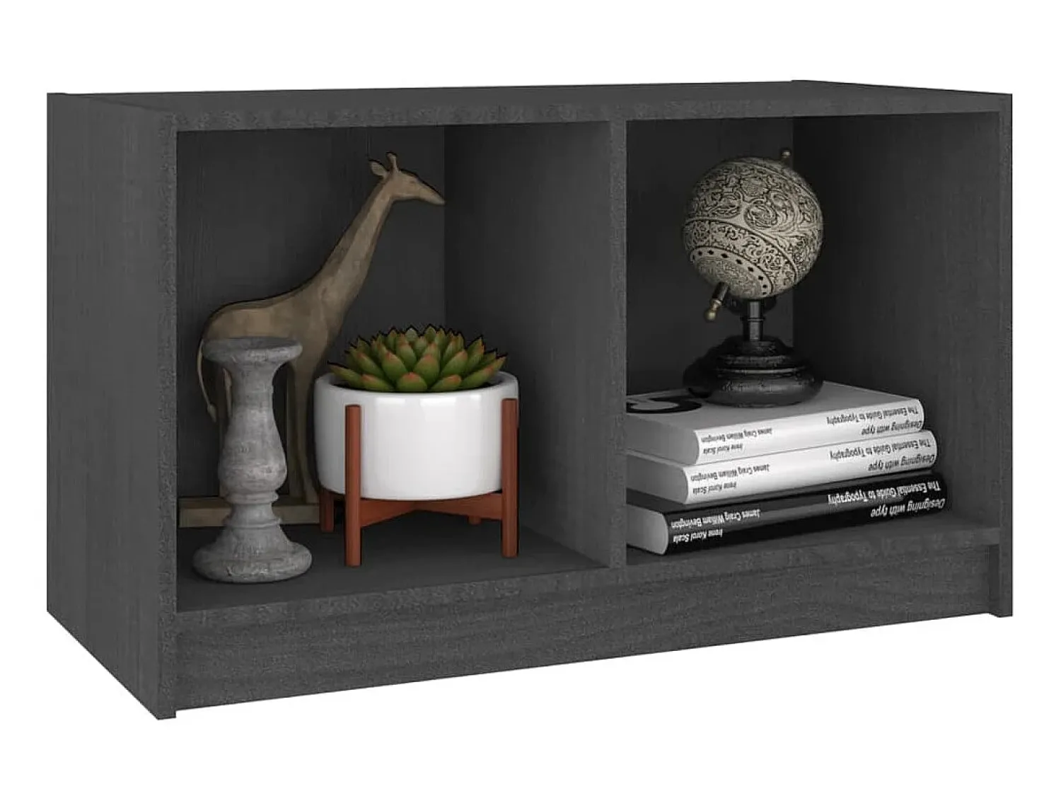 Móvel De Tv* Móvel de TV 70x33x42 cm madeira de pinho maciça PT766511 Cinzento
