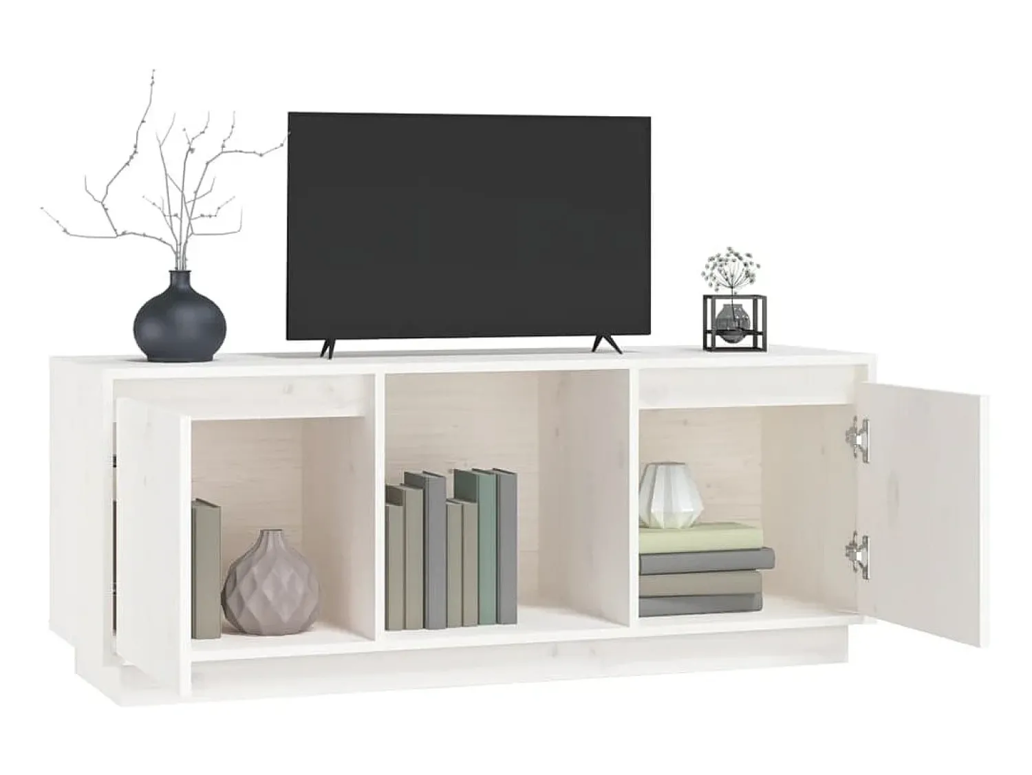 Online Móvel de TV 110,5x35x44 cm madeira de pinho maciça PT280849 Branco