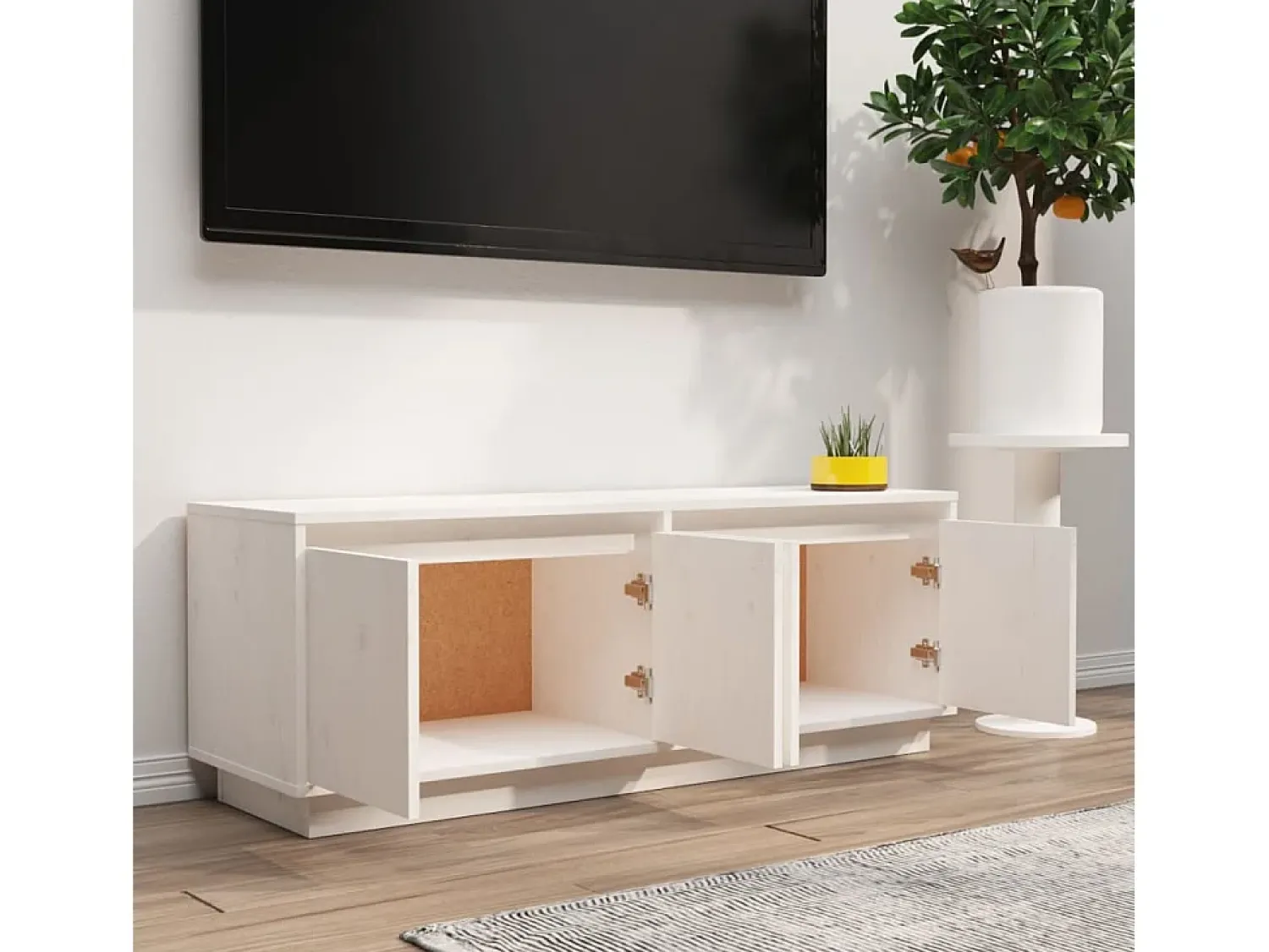 Online Móvel de TV 110x34x40 cm madeira de pinho maciça PT380471 Branco