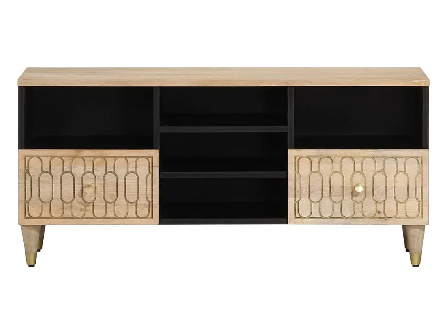 Clearance Móvel de TV 100x33x46 cm madeira de mangueira maciça PT639699 Castanho