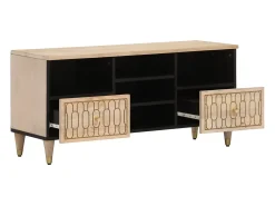 Clearance Móvel de TV 100x33x46 cm madeira de mangueira maciça PT639699 Castanho