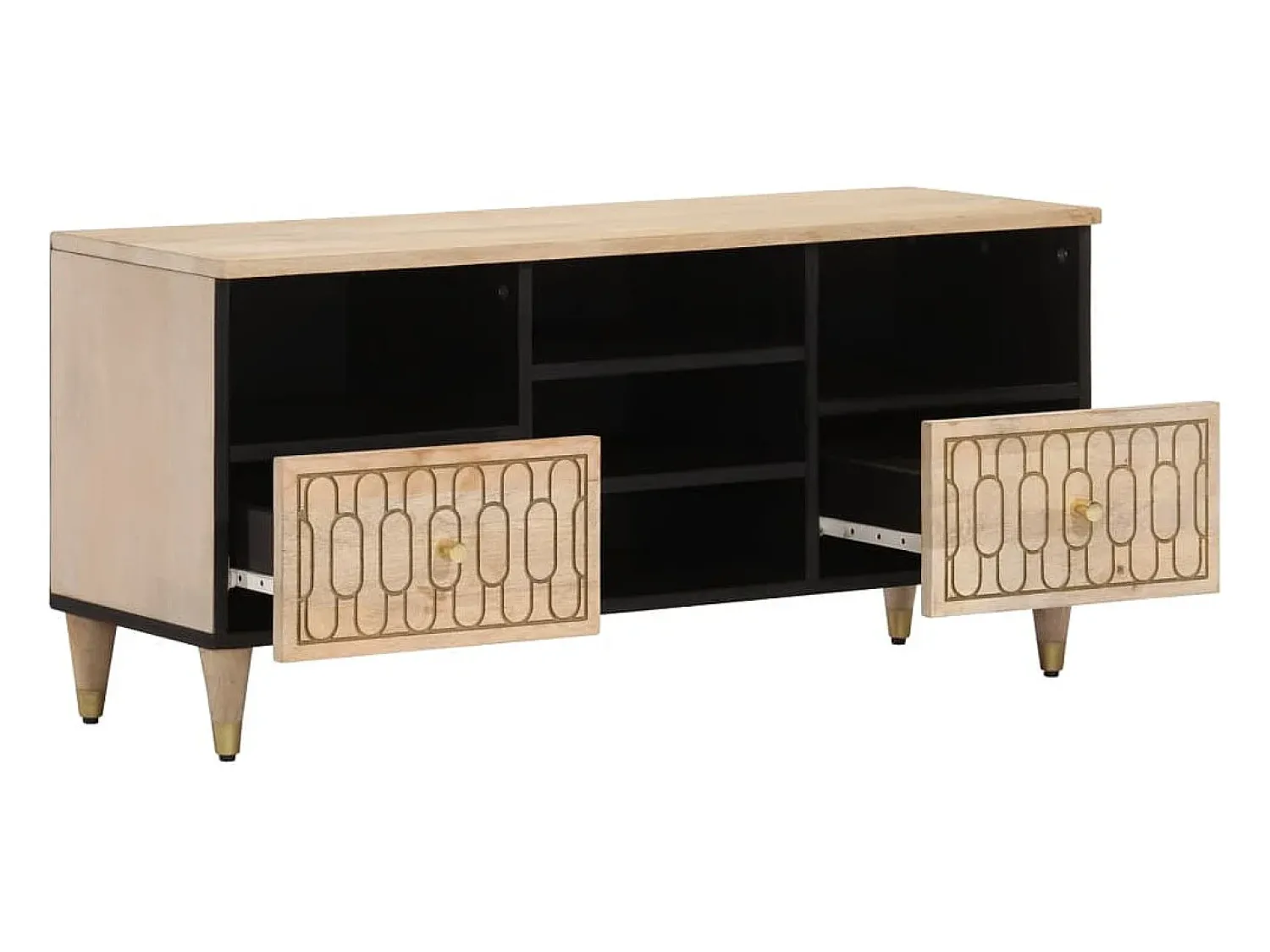 Clearance Móvel de TV 100x33x46 cm madeira de mangueira maciça PT639699 Castanho