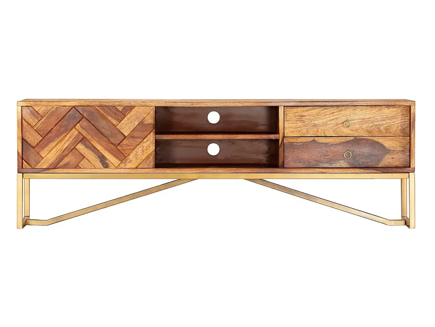Móvel De Tv| Móvel de TV 140x30x45 cm madeira de sheesham maciça PT645751 Castanho