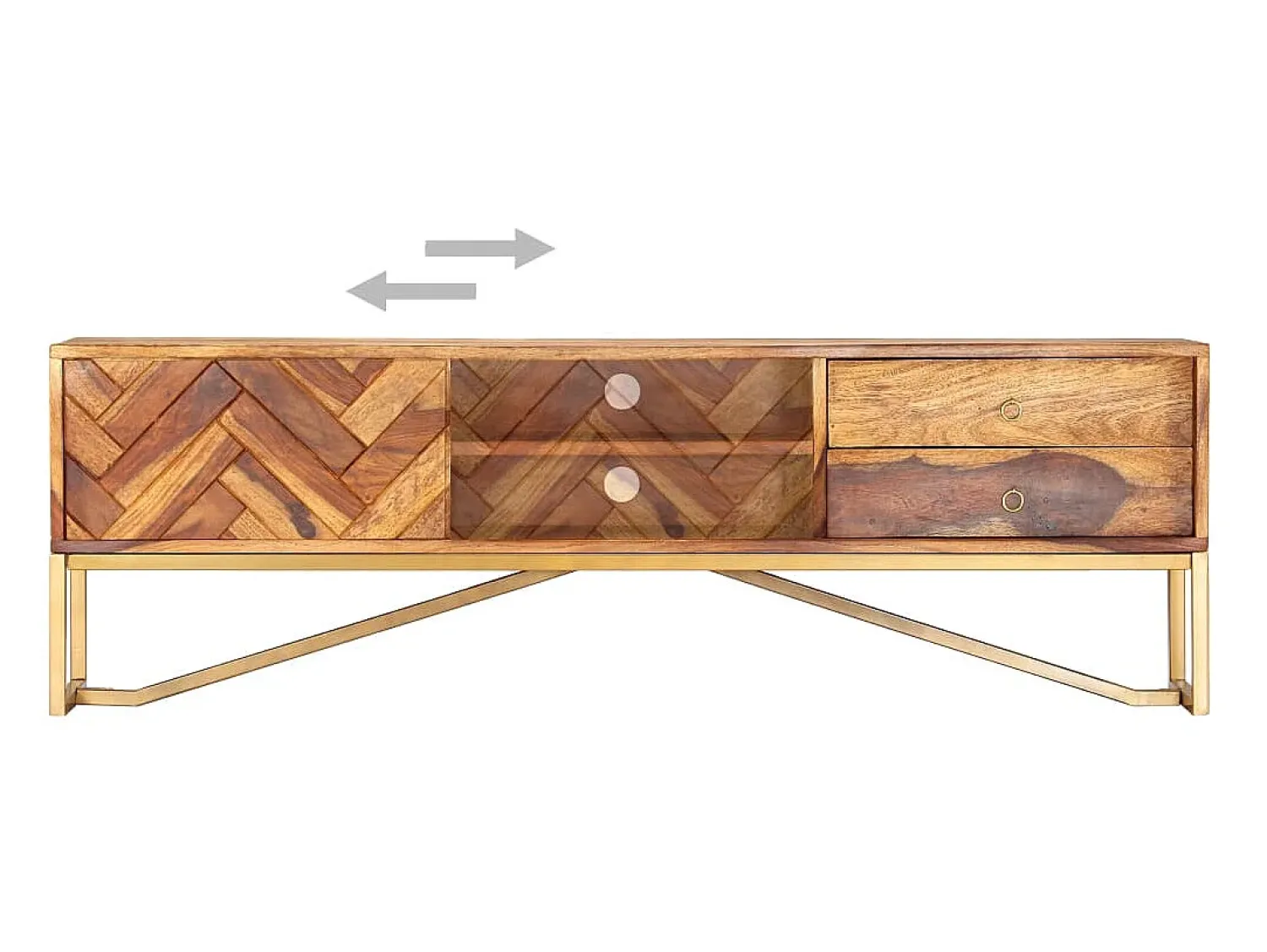Móvel De Tv| Móvel de TV 140x30x45 cm madeira de sheesham maciça PT645751 Castanho