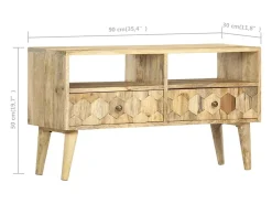 Móvel De Tv*vidaxl Móvel de TV 90x30x50 cm madeira de mangueira maciça Natural claro