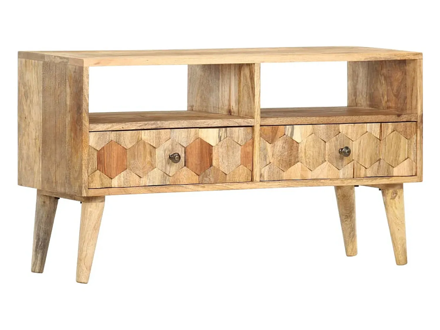 Móvel De Tv*vidaxl Móvel de TV 90x30x50 cm madeira de mangueira maciça Natural claro