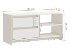 Best vidaxl Móvel de TV 80x31x39 cm madeira de pinho maciça Branco